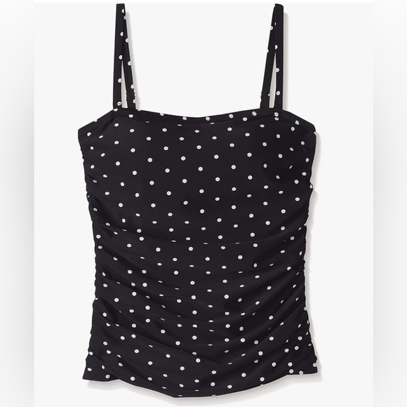 NWT Ocean Blues Women’s Bandeau Tankini Top Runched Swimsuit Polkadots Sz XL - Picture 6 of 8